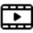 A film cinema camera icon with play symbol